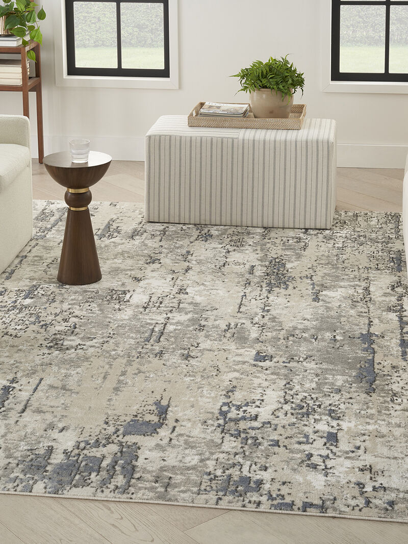 Quarry QUA01 Ivory/Blue/Gray 10' x 14' Rug