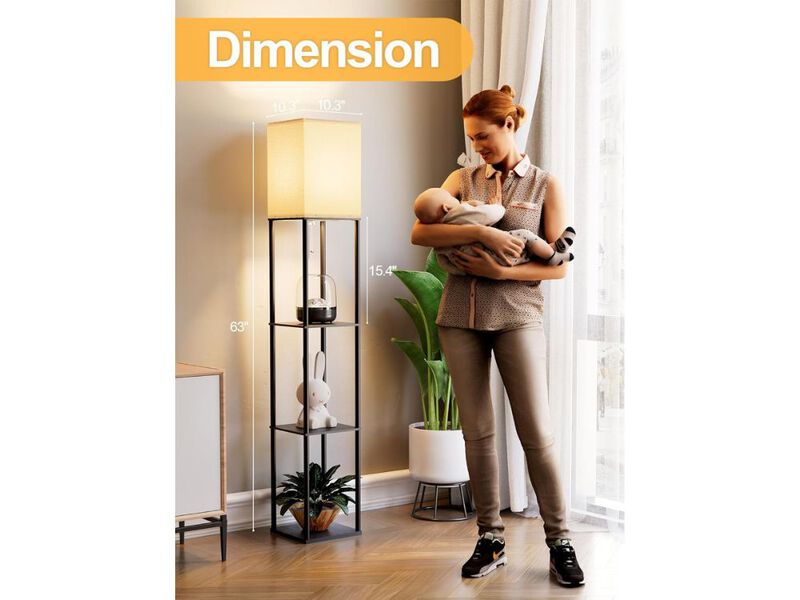 Set of 2 Floor Lamps with Shelves Display Lamp 3 Color Temperature Shade image number 2