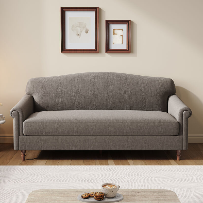 Merax Elegant Rolled Arm 2-Seater Chenille Loveseat with Turned Rubberwood Legs image number 1