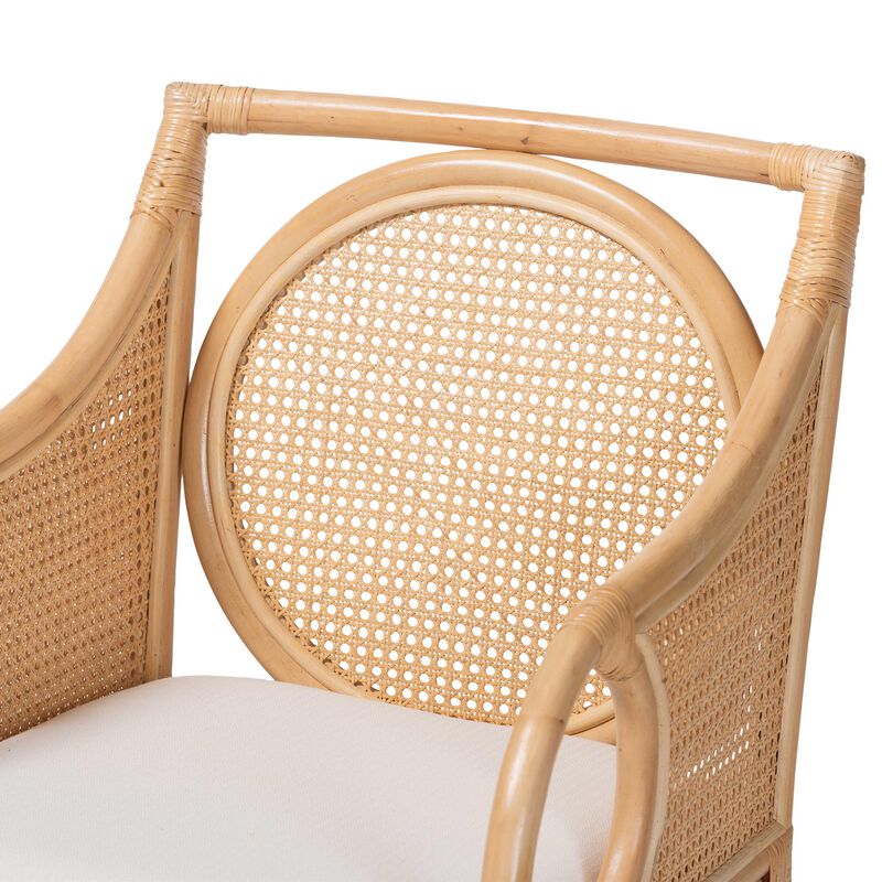 bali & pari Matt Natural Rattan Armchair with Upholstered Seat image number 4