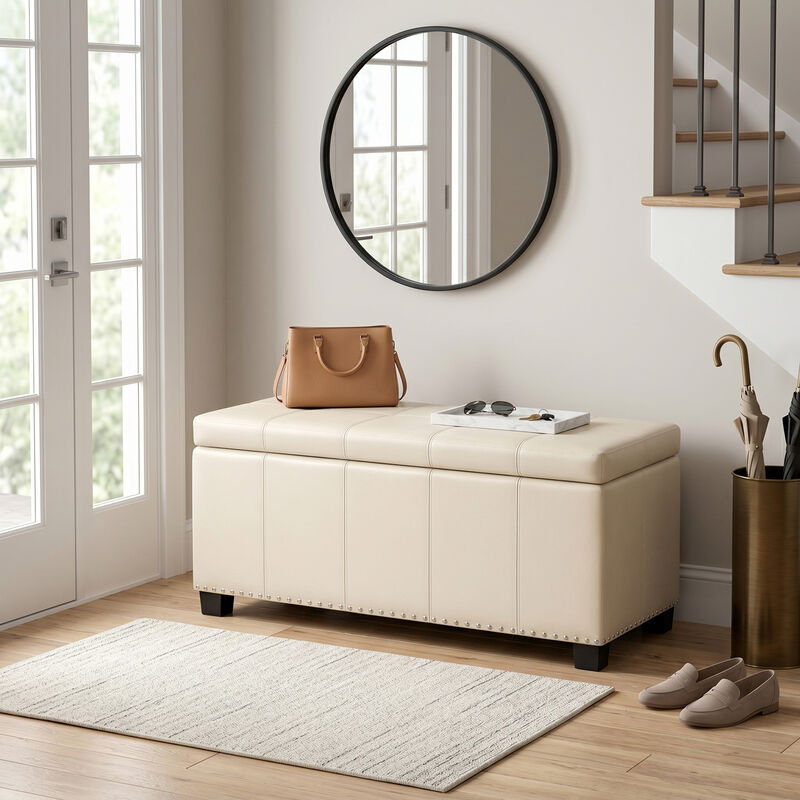 Simpli Home Amelia Storage Ottoman Bench image number 1