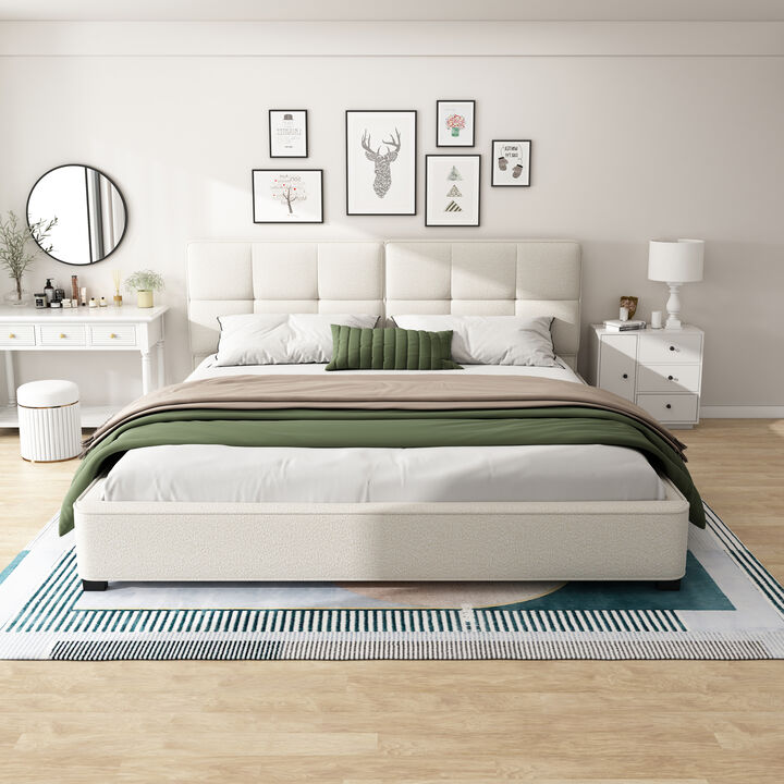 Merax Modern Platform Bed with Plush Velvet Upholstery & Tufted Headboard