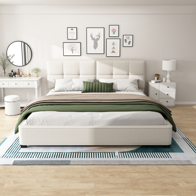 Merax Modern Platform Bed with Plush Velvet Upholstery & Tufted Headboard