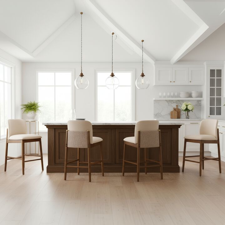 Christopher Knight Home Iven Modern Rubberwood Upholstered Counter Stools (Set of 4)