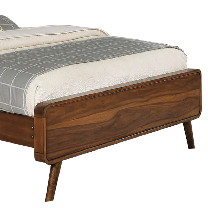 Wooden California King Size Bed with Tufted Headboard, Gray and Brown-Benzara image number 4