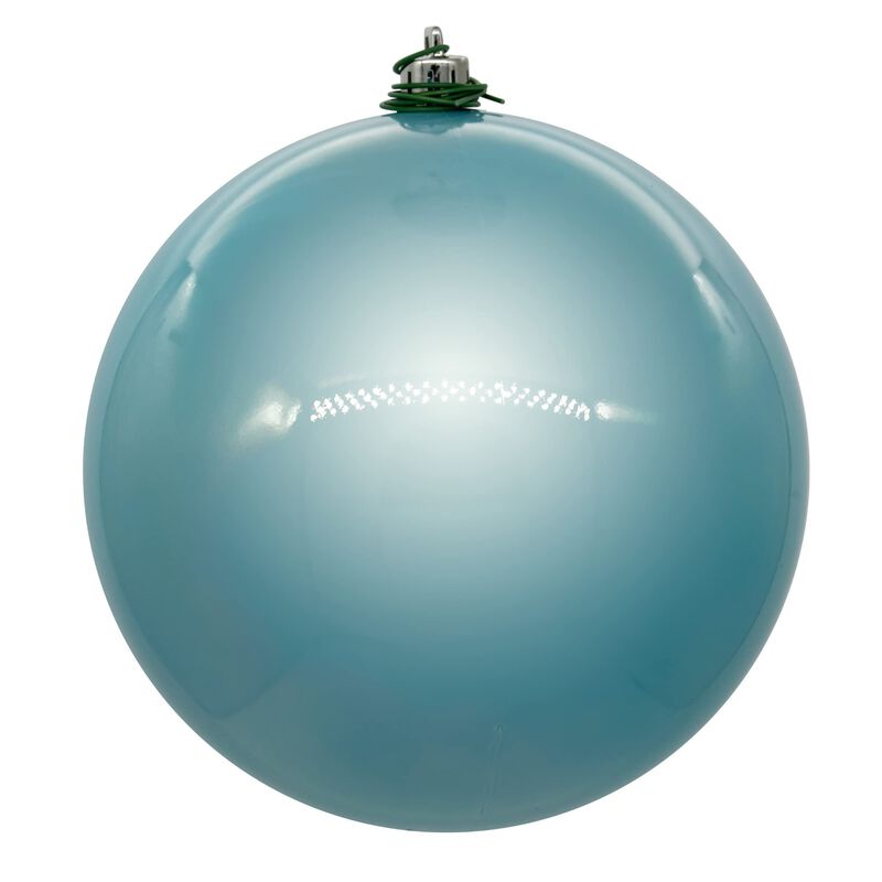 Vickerman Baby Blue Pearl UV Drilled Ball Ornament 6 per bag. image number 0