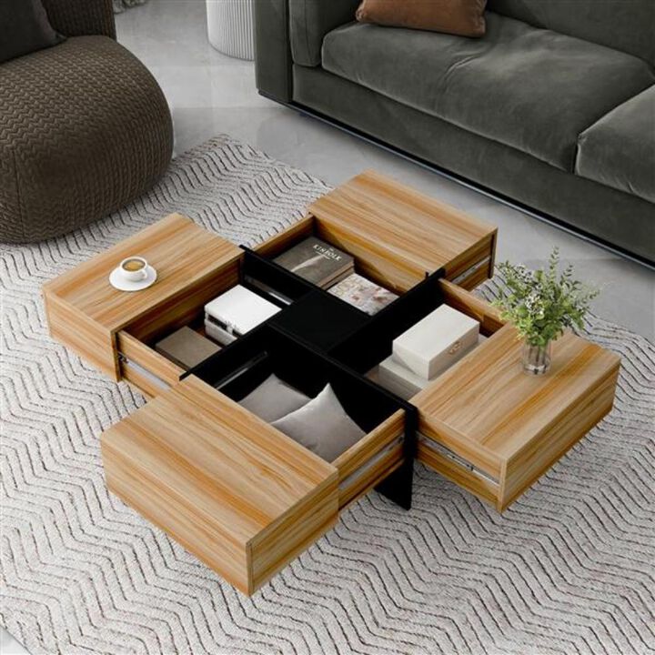 Unique Coffee Table with 4 Hidden Storage Compartments Modern & Functional Living Room Table
