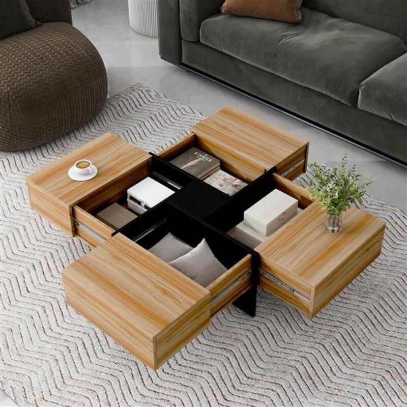 Unique Coffee Table with 4 Hidden Storage Compartments Modern & Functional Living Room Table