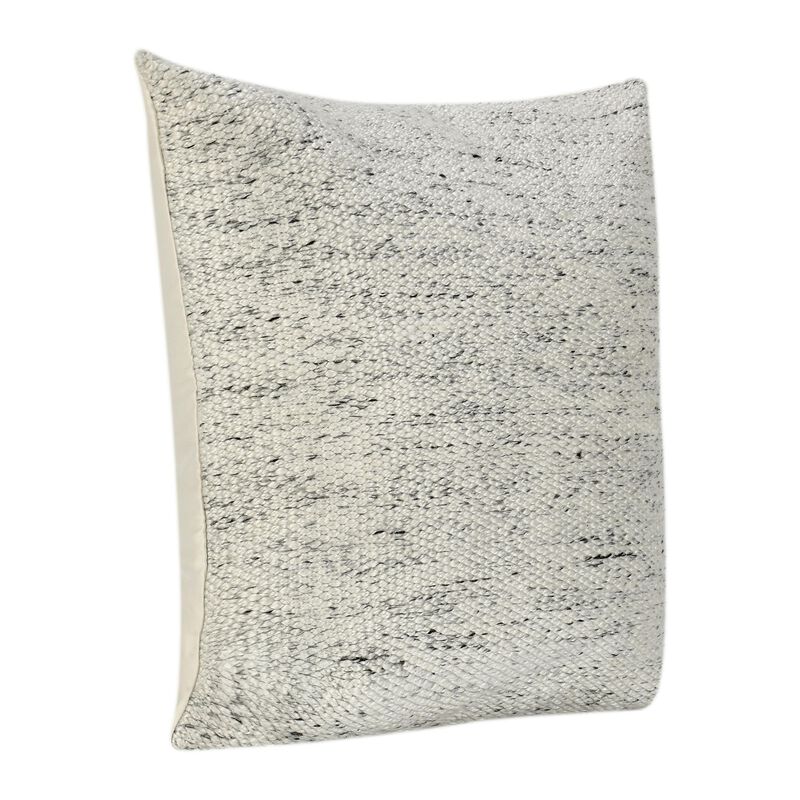 Ruff Square Accent Throw Pillow, 26 Inch Ivory Texture Recycled Fabric - Benzara
