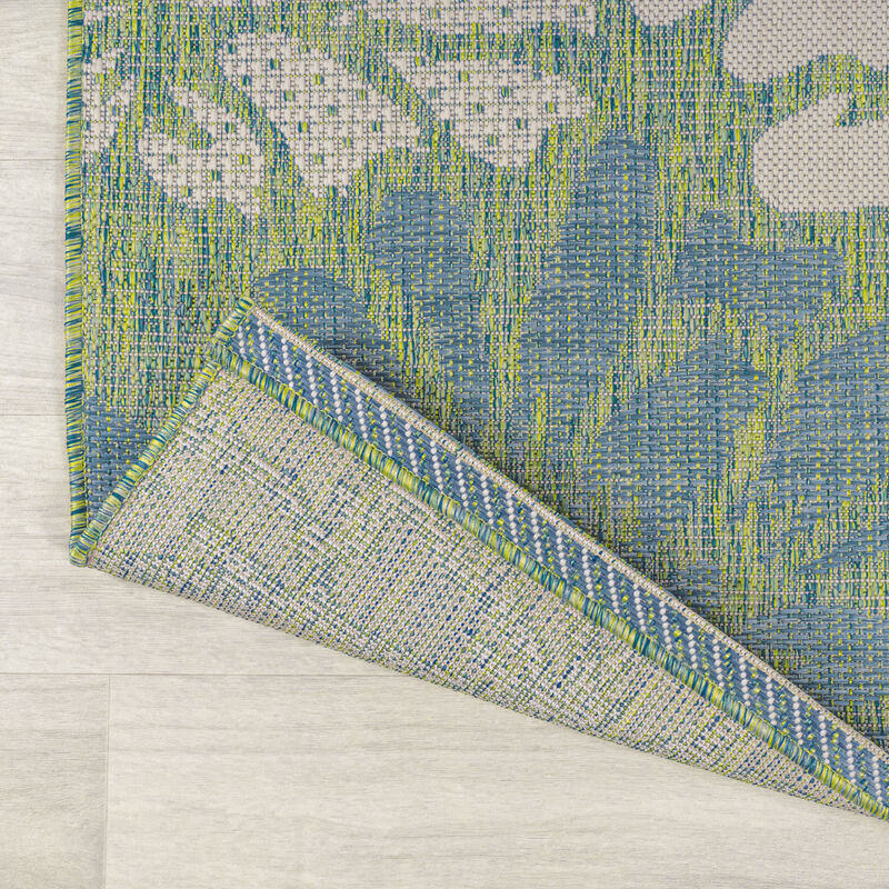 Zinnia Modern Floral Textured Weave Octagon Indoor/Outdoor Area Rug