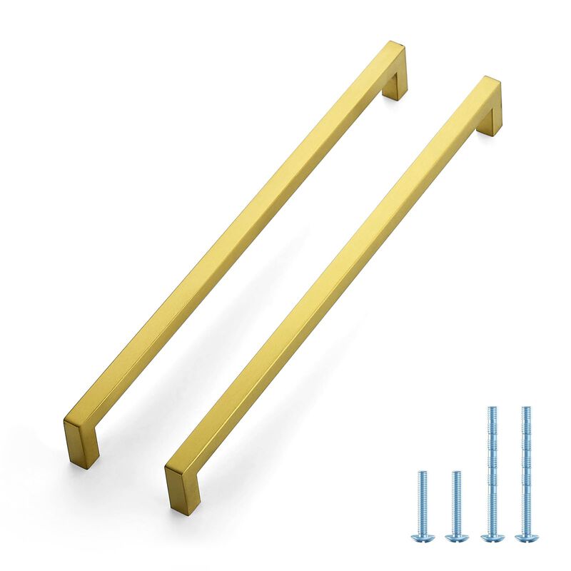 JOY DECOR 10 Pack Cabinet Handles, Gold Cabinet Pulls, 12-3/5 Inch Kitchen Handles Square Drawer Pulls Stainless Steel Drawer Ha