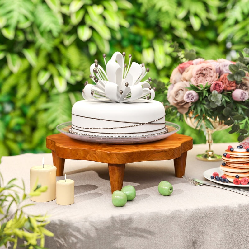 Teak Wood Pedestal Stand for Aroma and Snacks