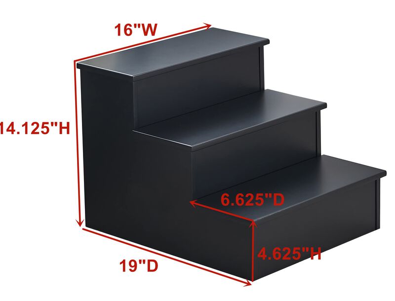 Kings Brand Furniture Darien 3 Step Wood Step Stool for Adults or Kids, Dog Stairs
