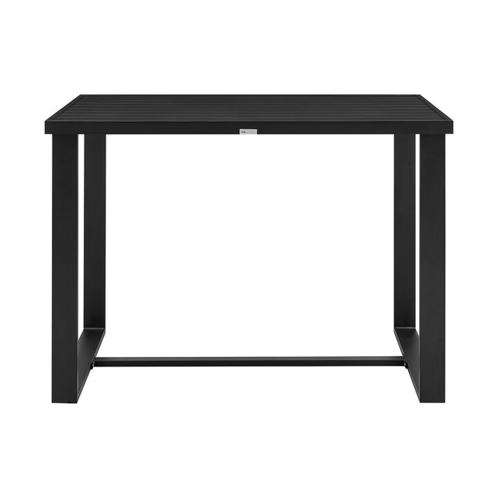 Troy 59 Inch Patio Counter Height Dining Table, Rectangular Surface, Black-Benzara