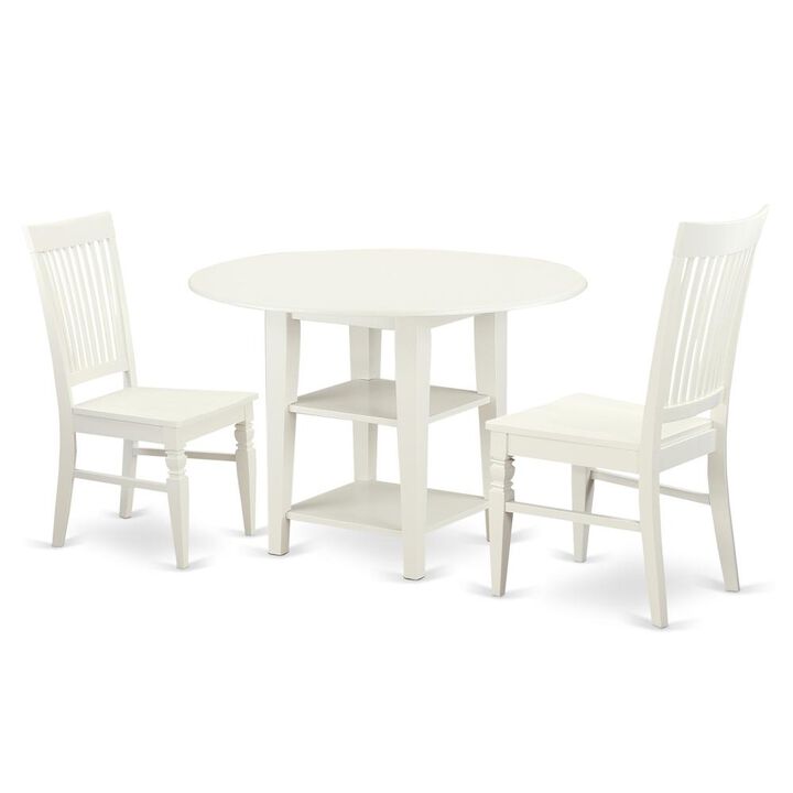 Dining Room Set Linen White, SUWE3-LWH-W