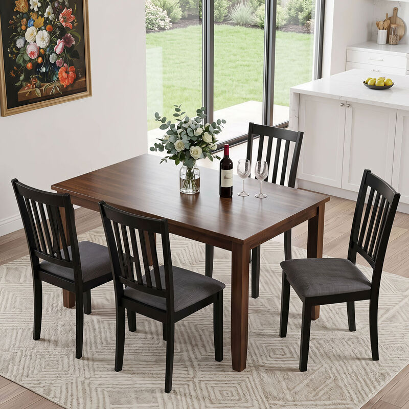 4 Pack Wooden Dining Chairs with Upholstered Seats for Kitchen and Dining Room image number 3