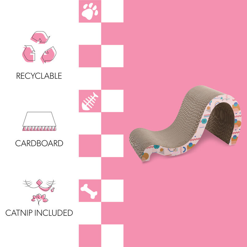 Kona Modern Cardboard Double-Sided Wave Cat Scratcher with Catnip