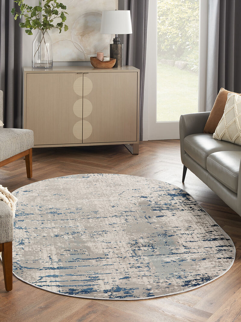 Quarry QUA01 Ivory/Gray/Blue 6' x 9' Rug