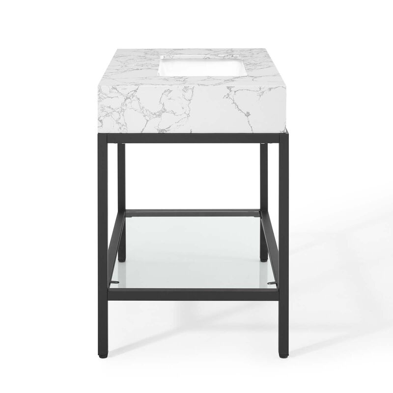 Kingsley 36" Black Stainless Steel Bathroom Vanity image number 4