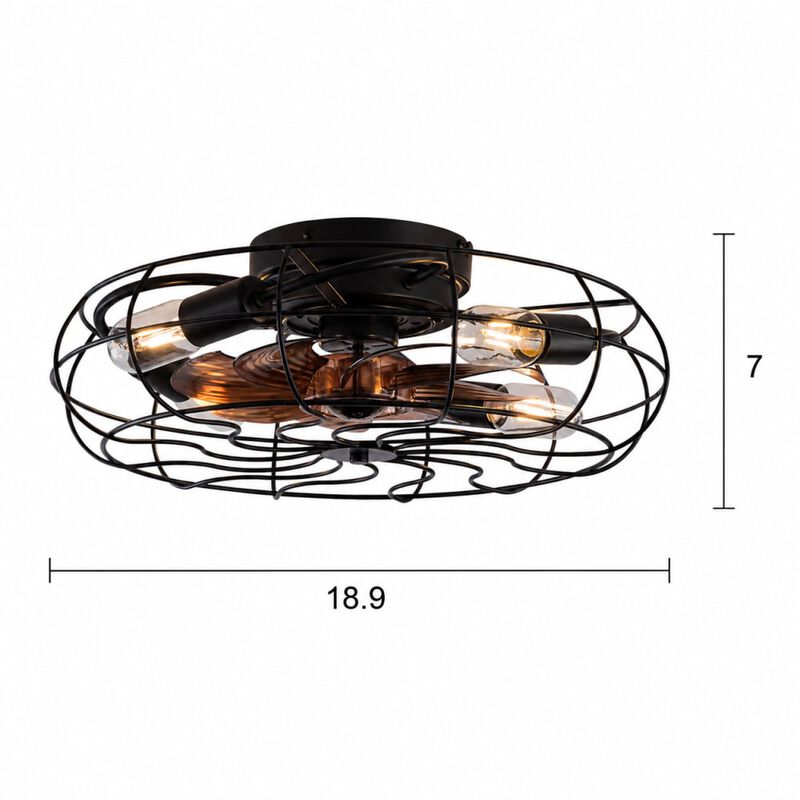 ELEMENT ACE 19 Inch Flush Mount Ceiling Fan with Light, 6 Speed Remote Control, Reversible Quiet DC Motor, Low Profile for Bedroom Low Ceiling Spaces image number 1