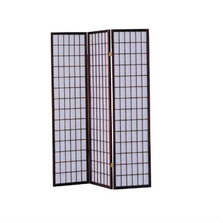 Hivvago 3-Panel Room Divider Asian Style Privacy Screen in Cherry Wood Finish