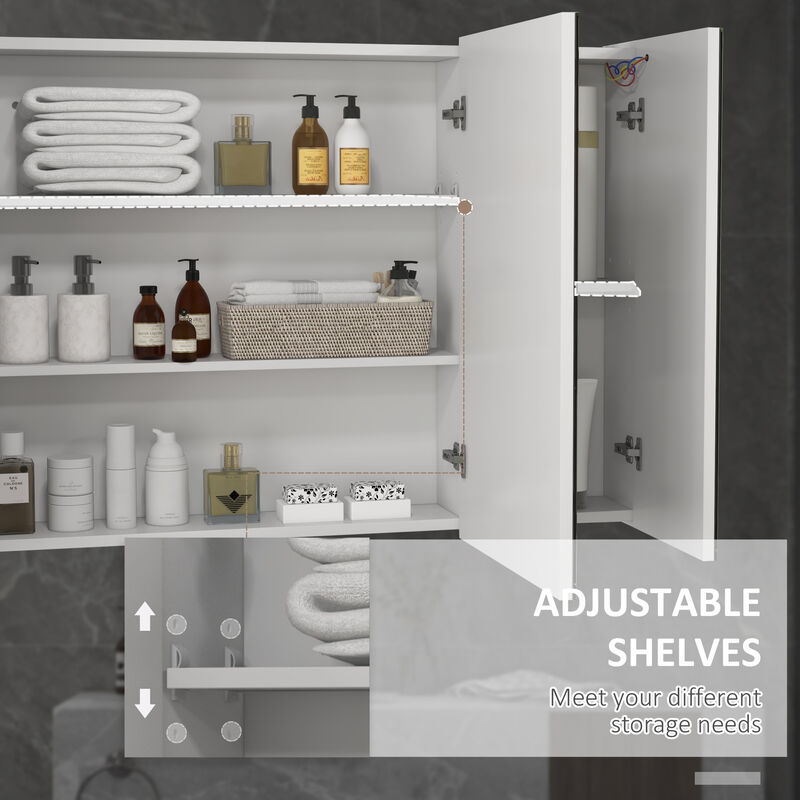 LED Lighted Medicine Cabinet, Bathroom Mirror Cabinet with Adjustable Shelves