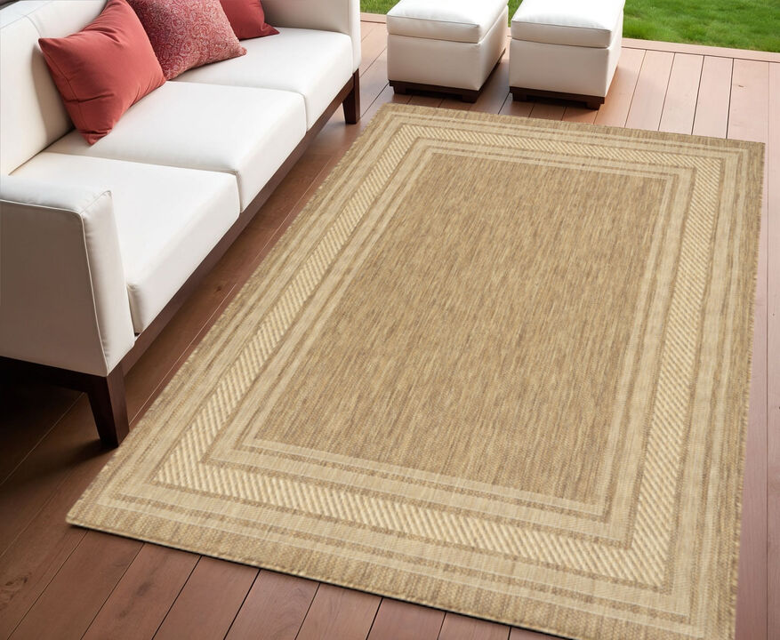 HomeRoots 4' X 6' Natural Geometric Indoor Outdoor Area Rug