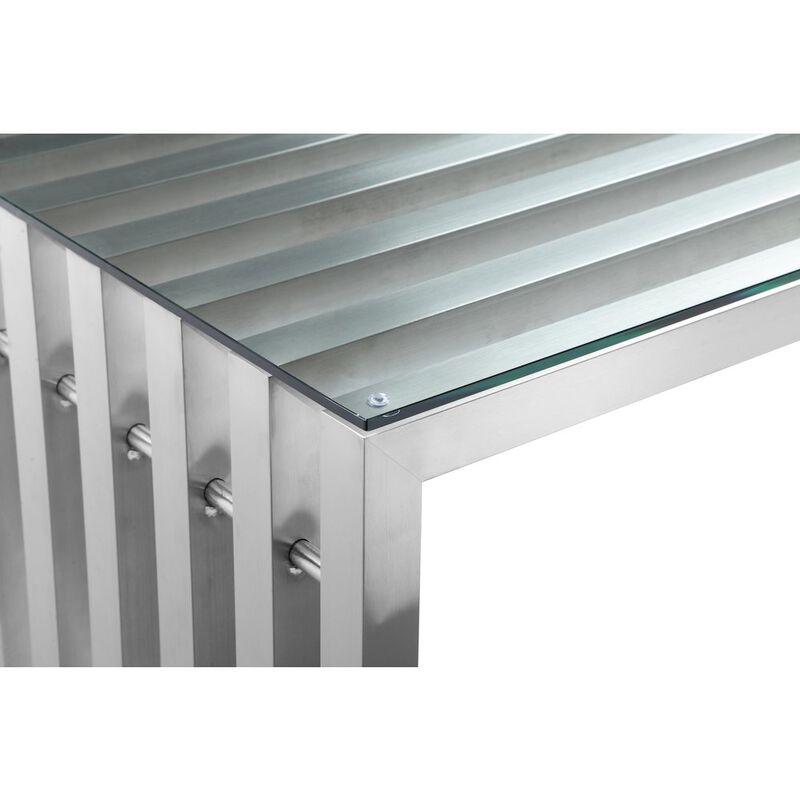 Pangea Home Vlad Desk Brushed Metal