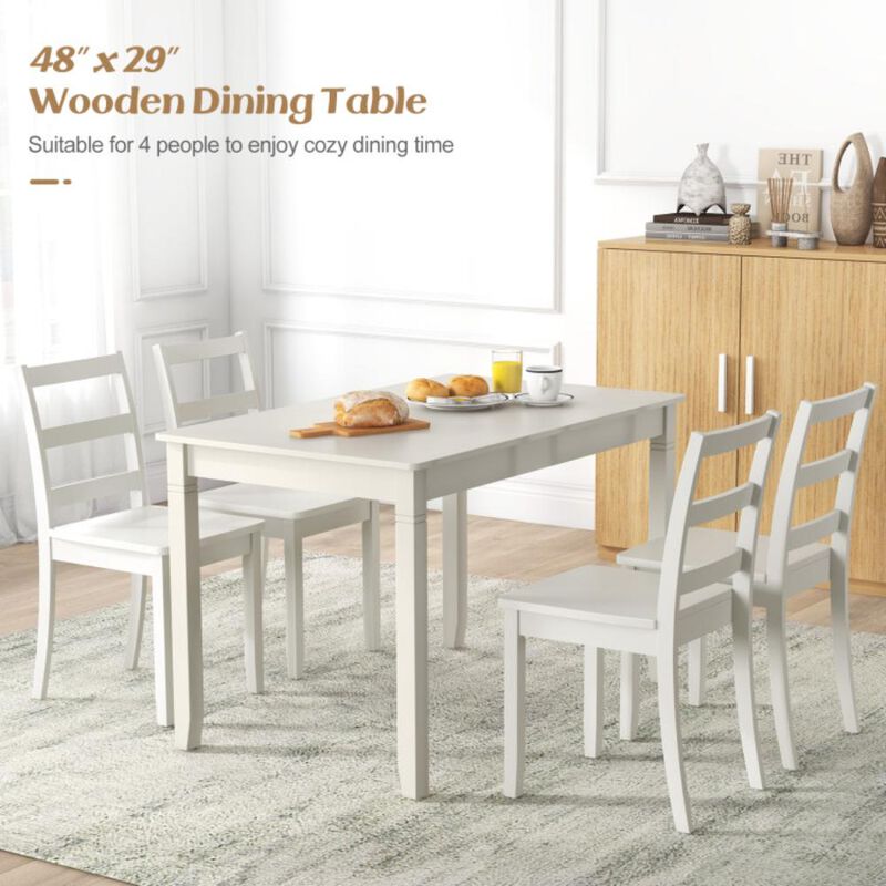 Hivvago Wooden Dining Table for 4 People Rectangular Kitchen Table with Rubber Wood Legs.