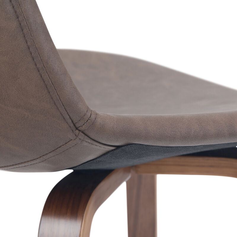 Randolph Mid-Century Modern 28 inch Bentwood Counter/ Bar Height Stool (Set of 2) in Distressed Chocolate Brown Vegan Faux Leather