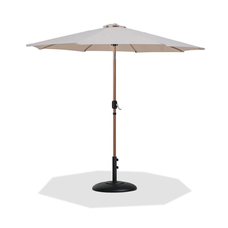 Meridian Furniture Fiji Beige Fabric / Matte Black Aluminum Patio Umbrella with Base Sets