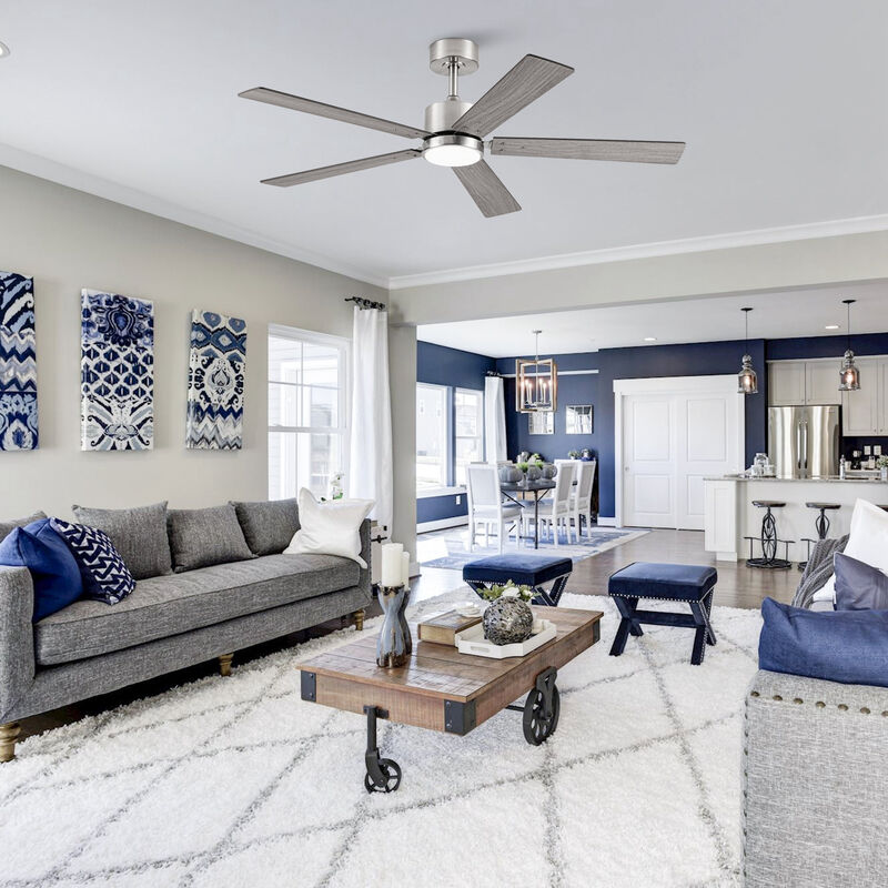 52 in. Smart Integrated LED Sand Nickel Ceiling Fan with APP Control and Remote