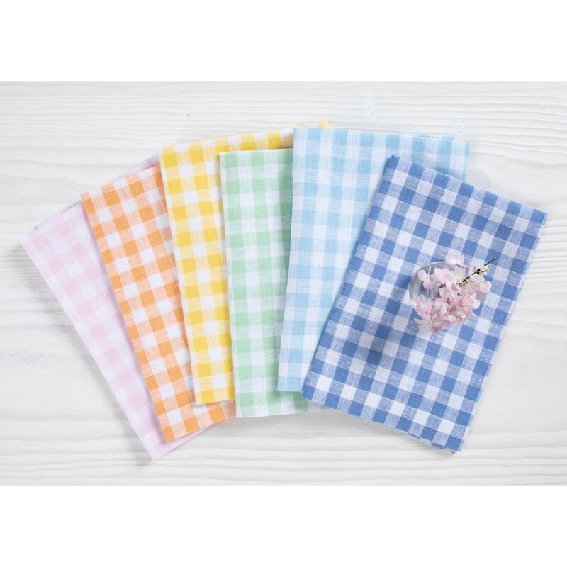Solino Home Gingham Check 100% Linen Placemats &ndash; Set of 4, 14 x 19 in, Machine Washable, Holiday and Everyday Dining
