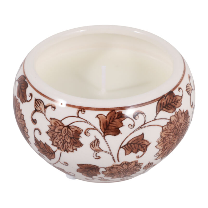 4" 7.5 Oz Neroli Basil Chinoiserie Candle, Brown/w image number 1