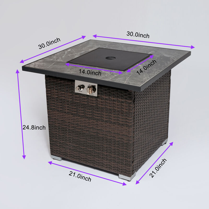Streamdale 30'' Outdoor Fire Table with Glass Rocks and Rain Cover image number 3