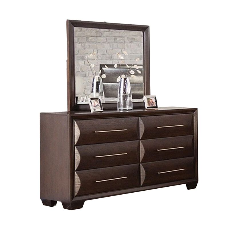 Nitz 4pc Queen Bedroom Set, Sculpted Headboard, Espresso Brown image number 4