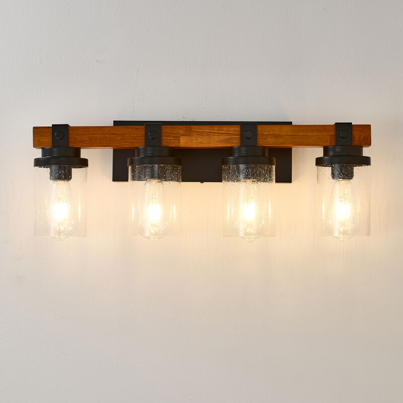 ELEMENT ACE 4-Light Wall Mount Lamp Fixture with Clear Glass Shade Decorative Indoor Lighting for Bathroom Vanity Dining Room Hallway Bedroom Entryway image number 5
