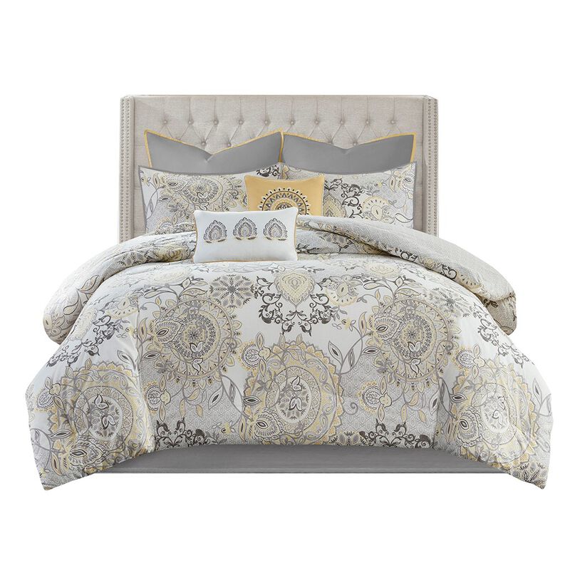Gracie Mills Leo 8 Piece Reversible Cotton Floral Comforter Set