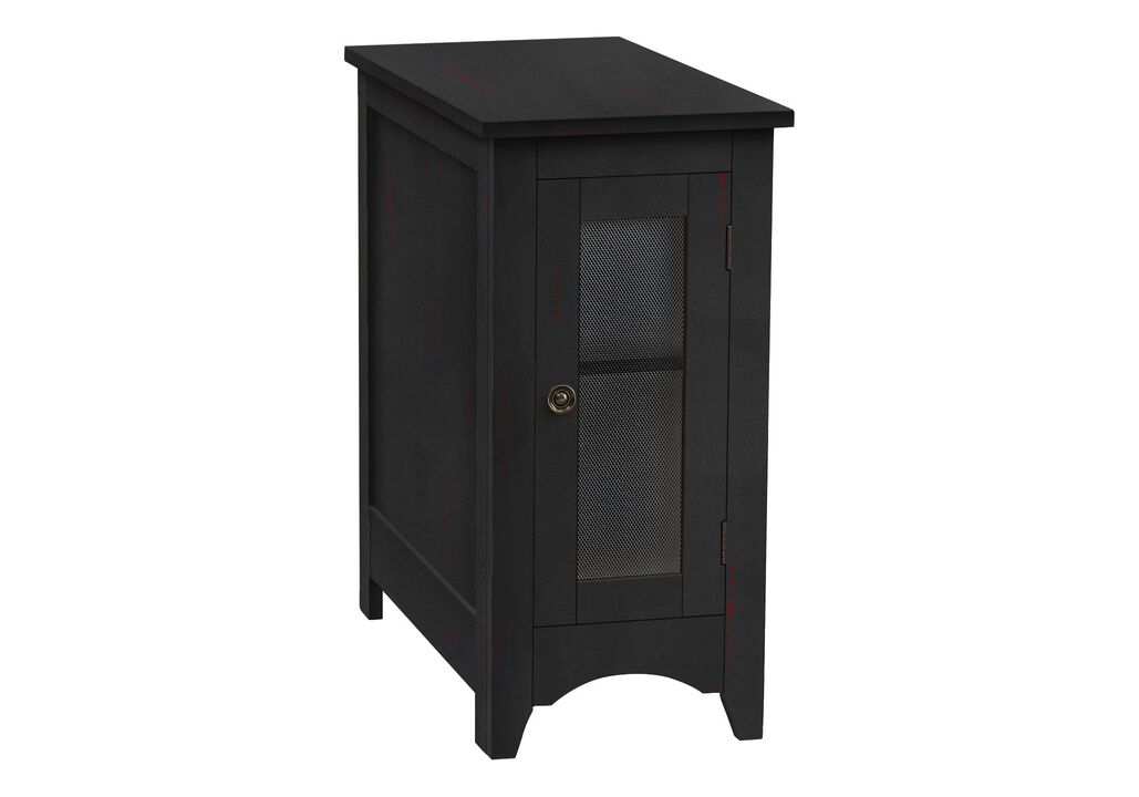 Monarch Specialties 3995, Side, Narrow, Nightstand, Bedroom, Lamp, Storage, Black Accent 24" H Veneer End Table, 11.75" L x 21.75" W x 24.25" H