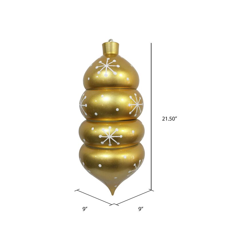 Vickerman 21.5" Gold Candy Droplet White Snowflake Christmas Ornament image number 1