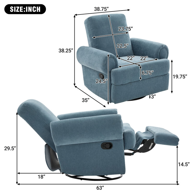 Merax Manual Recliner Chair with Rocker & Swivel Base