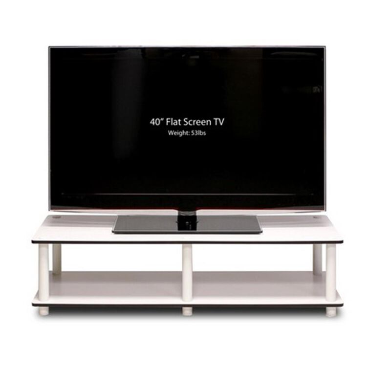 Furinno Furinno 11175WH(EX)/WH Just No Tools Wide TV Stand, White Finish w/White Tube