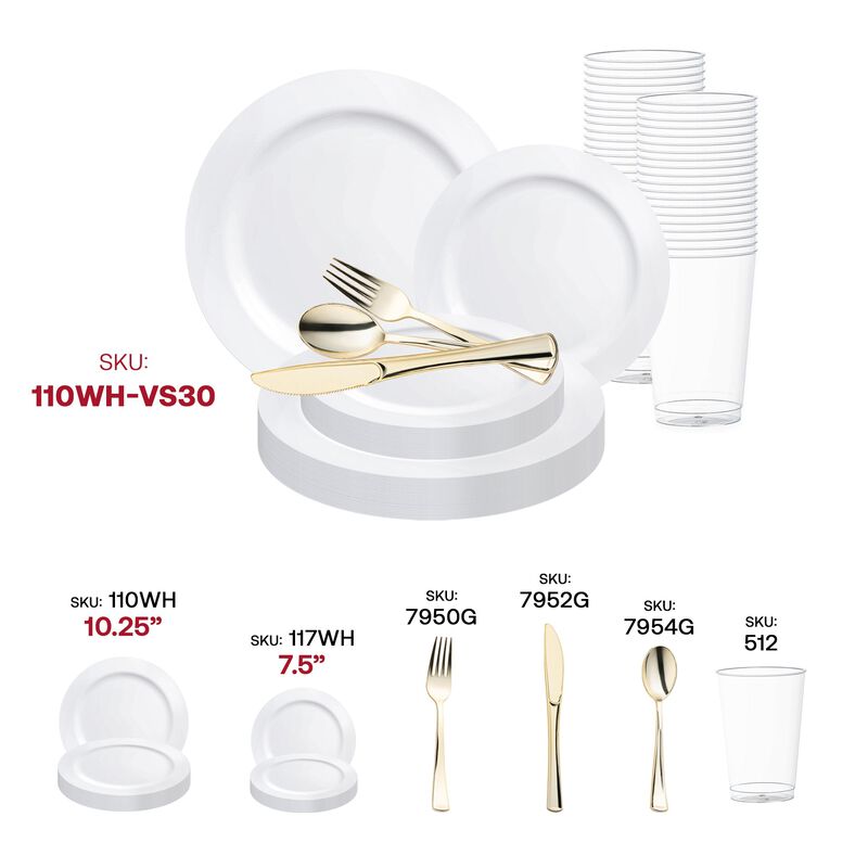 Solid White Economy Round Plastic Wedding Value Set (30 Sets) image number 5