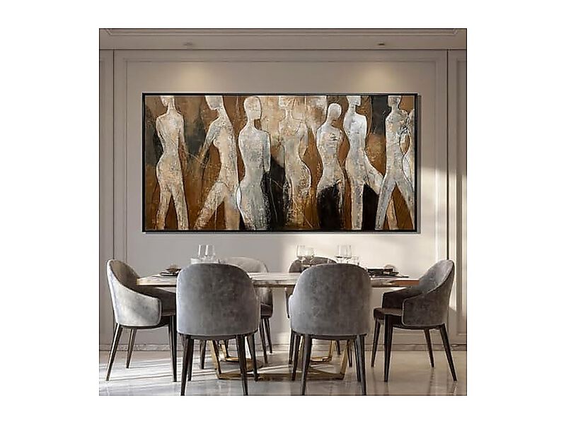 White Brown Wall Art Graffiti Decor Abstract 24 X 48 Inch Bedroom Dining Room image number 3