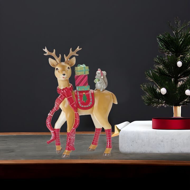 Deer and Squirrel Decor – Christmas Home Decorations for Mantel, Table, and Winter Holiday Display
