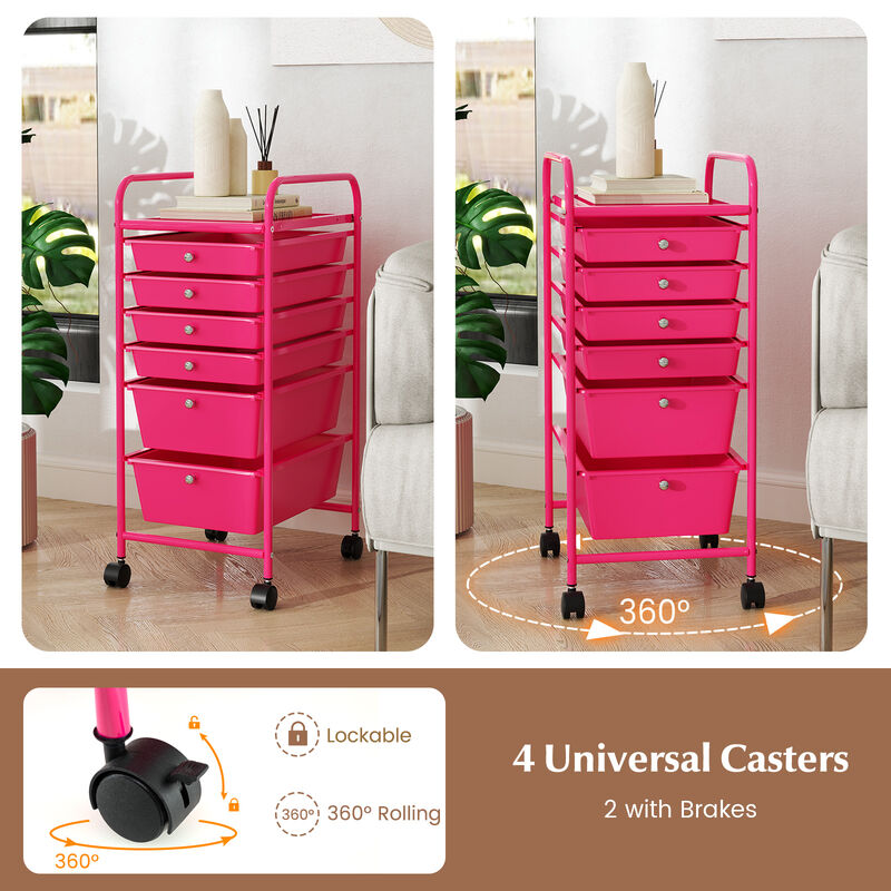 Multifunctional 6 Drawers Rolling Storage Cart Organizer