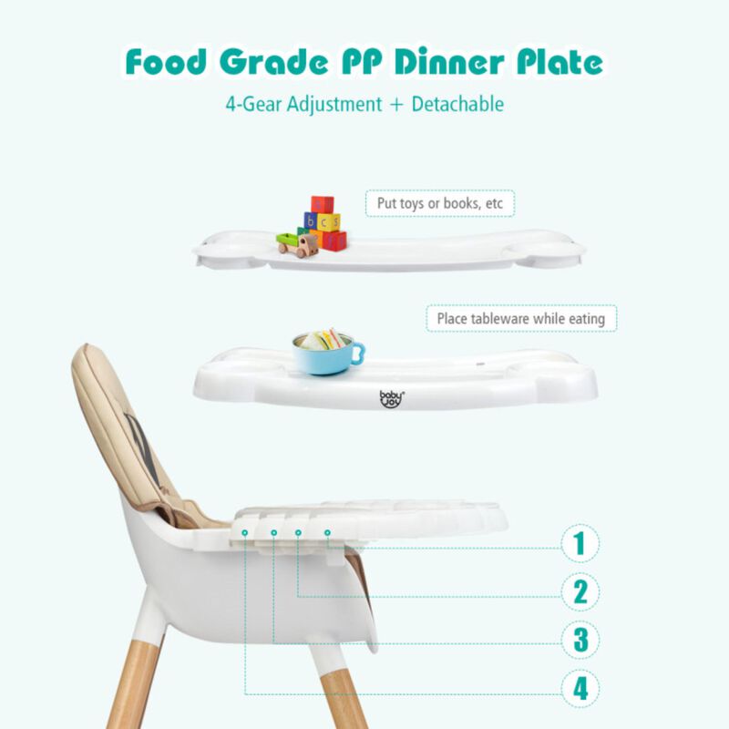 Hivvago 5-in-1 Baby Wooden Convertible High Chair image number 6