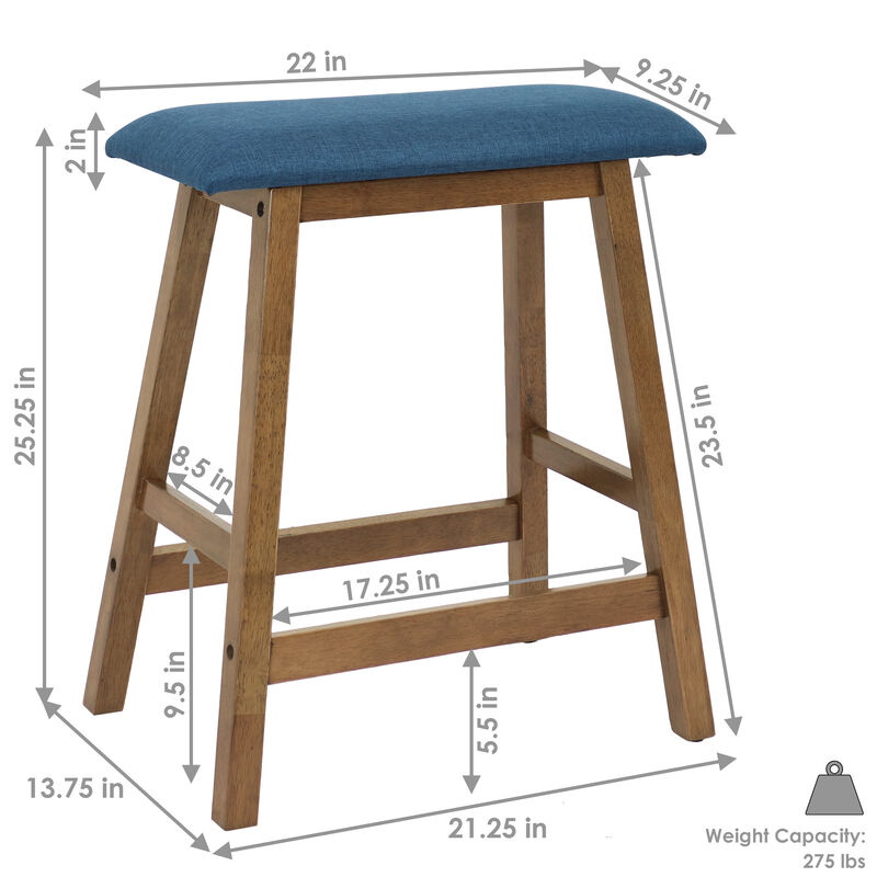 Sunnydaze Wood Counter-Height Stool with Cushion - Weathered Oak - Set of 2