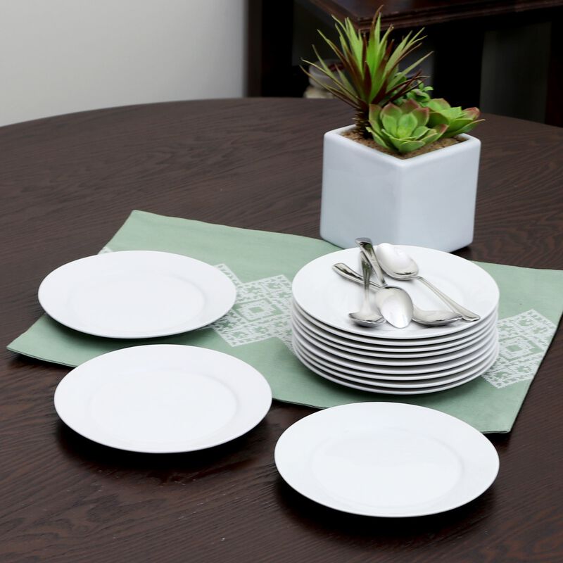 Gibson Home Noble Court 7.5 inch Dessert Plate Set in White, Set of 12