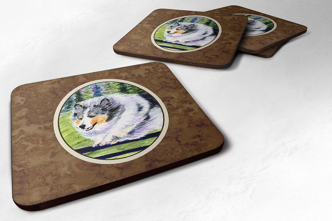 Caroline's Treasures SS8305FC Sheltie Foam Coasters (Set of 4), 3.5 H x 3.5 W, Multicolor